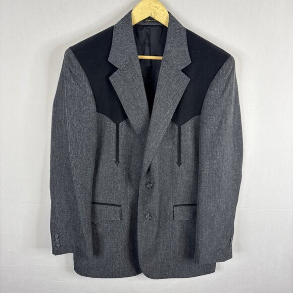 Circle S Western Blazer Men’s 42R Gray Black Yoke Rodeo Cowboy Suit Jacket - Picture 1 of 6